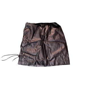 mini lace up skirt faux leather